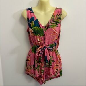 Billabong Pink and Green Floral Romper